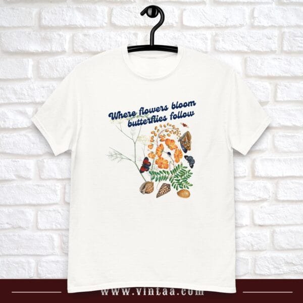 Where flowers bloom, butterflies follow - vintage shirts for men and women