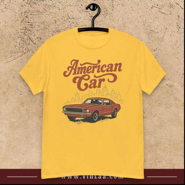 "American Car" Retro Graphic Tee – Vintage Muscle Car Design - Image 7