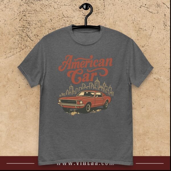 "American Car" Retro Graphic Tee – Vintage Muscle Car Design - Image 4