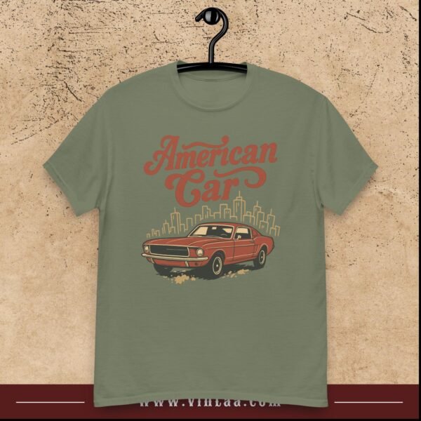 "American Car" Retro Graphic Tee – Vintage Muscle Car Design - Image 5