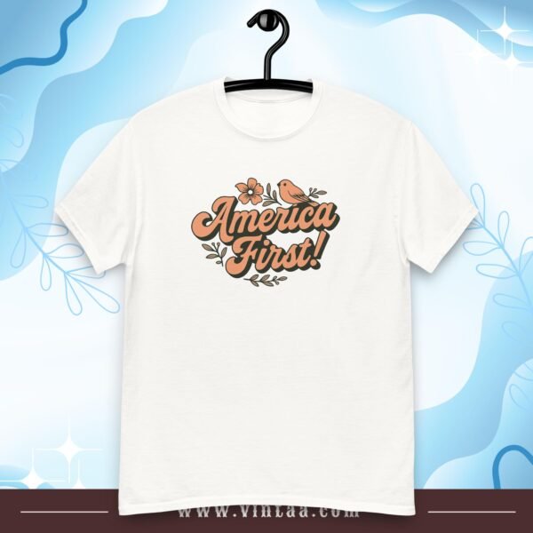 American First! – Vintage Rust Orange Typography Tee